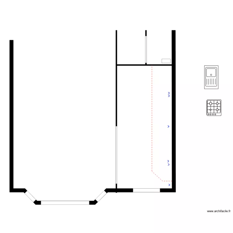 TD1 d&eacute;tail cuisine. Plan de 