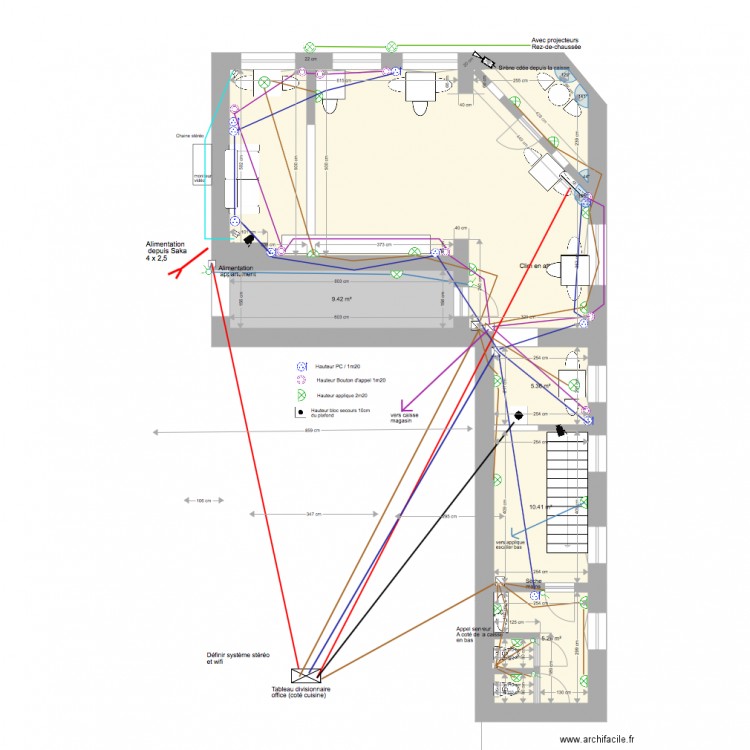 Pâtisserie électricité 1er étage. Plan de 0 pièce et 0 m2