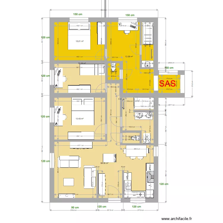 appart 2ch 103 129 chaudi&egrave;re. Plan de 
