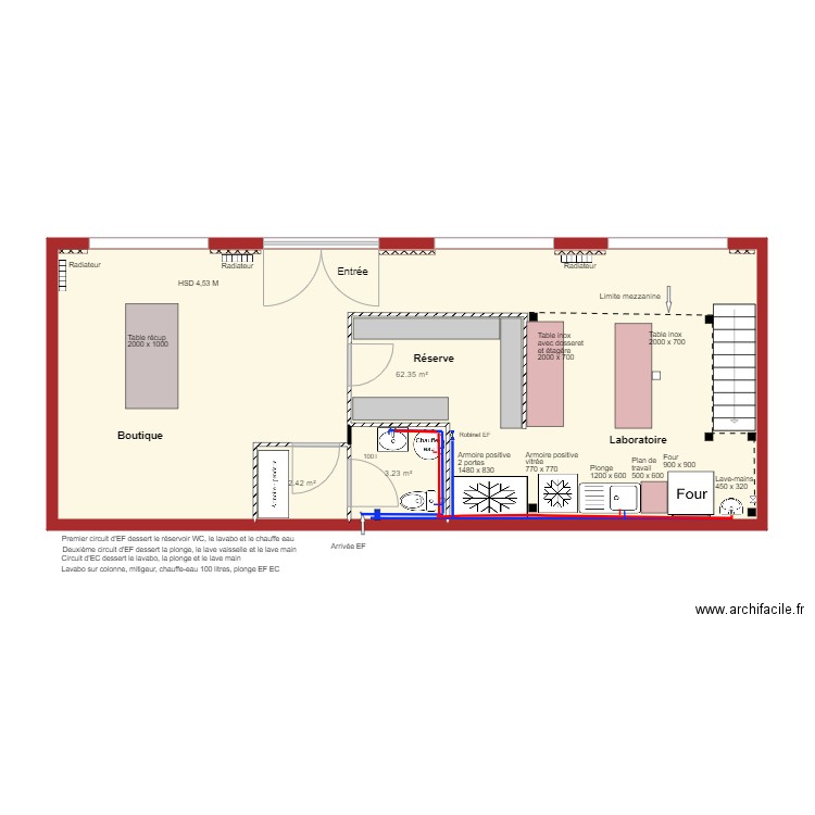 Boutique Sandrine plan de plomberie v6 11 mars 2020. Plan de 0 pièce et 0 m2