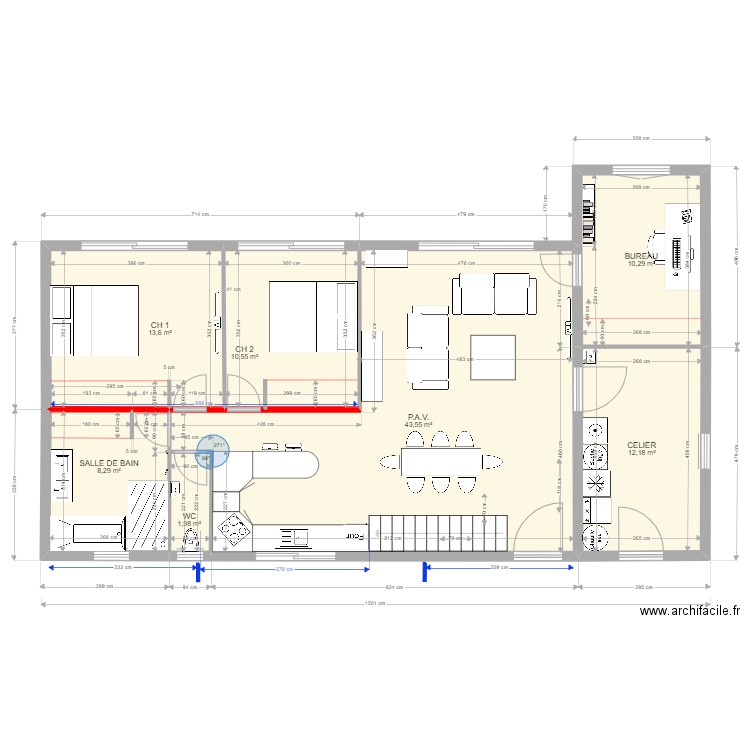 RENOVATION TEST 3. Plan de 10 pièces et 133 m2