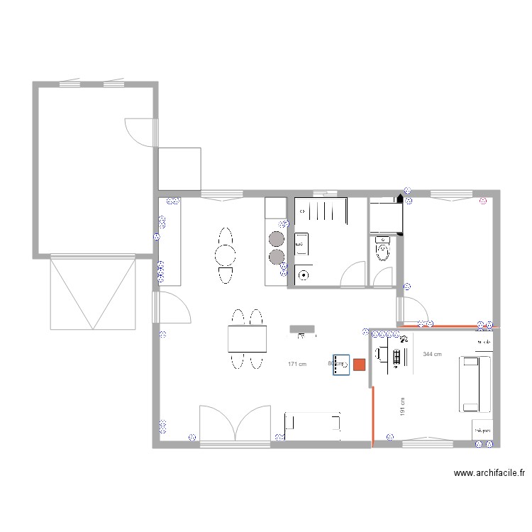 maison Miré points électriques - Plan dessiné par Christian Soulas