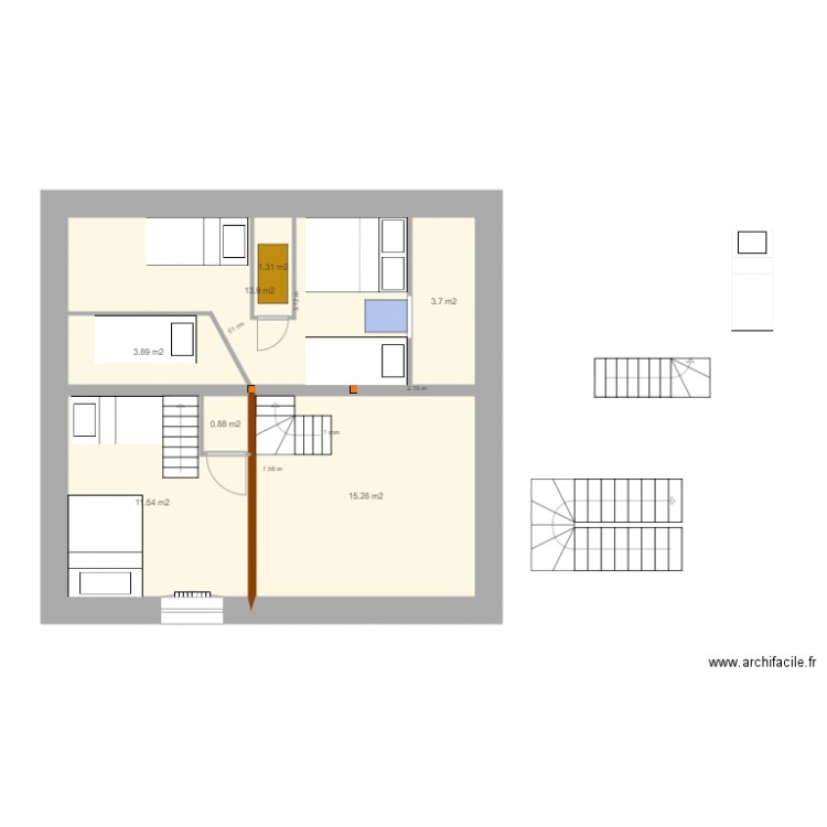 chambre mezzanine V51 du 17 mai . Plan de 0 pièce et 0 m2