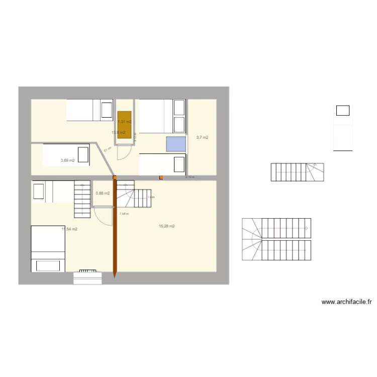 chambre mezzanine V51 du 17 mai . Plan de 