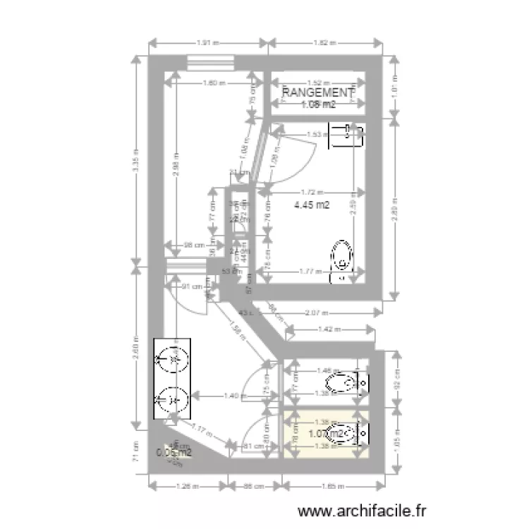 HOTEL DE L ECOLE PONTLEVOY SANITAIRES PLAN PROJET. Plan de 