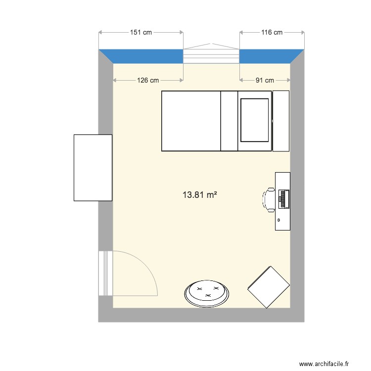 plan 2D de ma chambre. Plan de 0 pièce et 0 m2