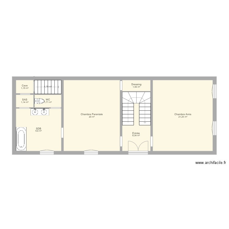 Epernay RDC 1. Plan de 9 pièces et 67 m2