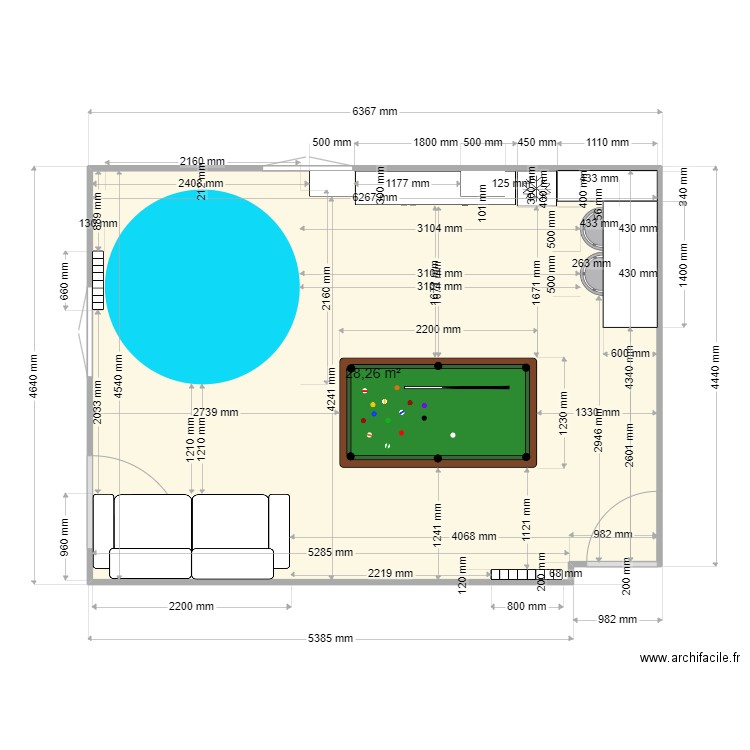 SALLE DE DETENTE 2. Plan de 1 pièce et 28 m2