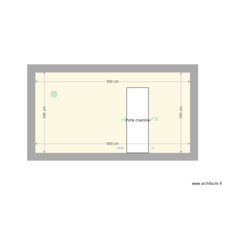 Vue plane mur salon chambre depuis salon. Plan de 0 pièce et 0 m2