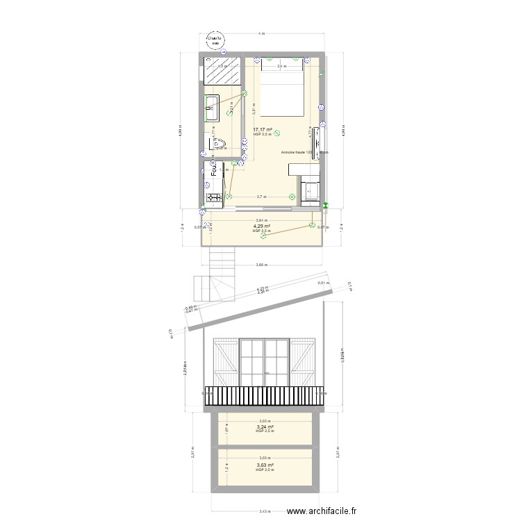 54 Abris Jardin V2. Plan de 6 pièces et 46 m2