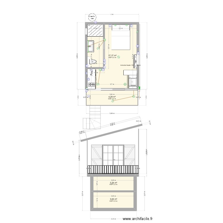 54 Abris Jardin V2. Plan de 6 pièces et 49 m2