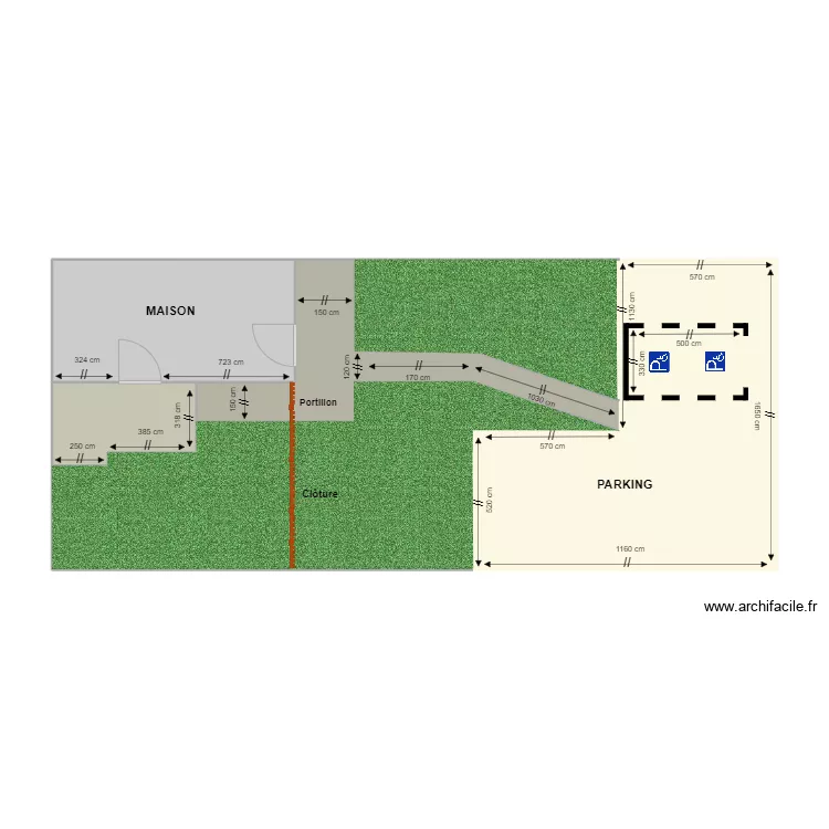 MAM A COCO Parking apr&egrave;s travaux. Plan de 