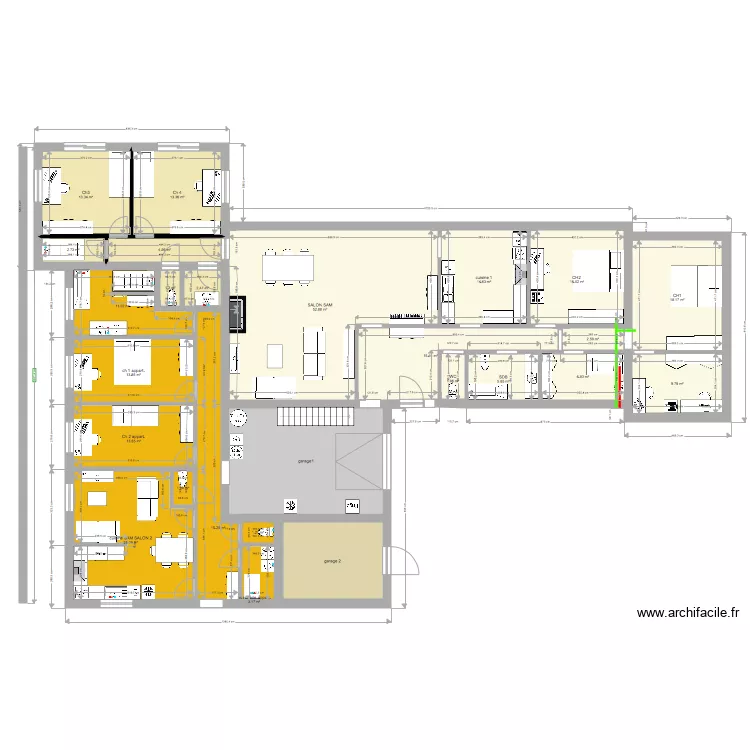 maison4ch appartement2ch. Plan de 
