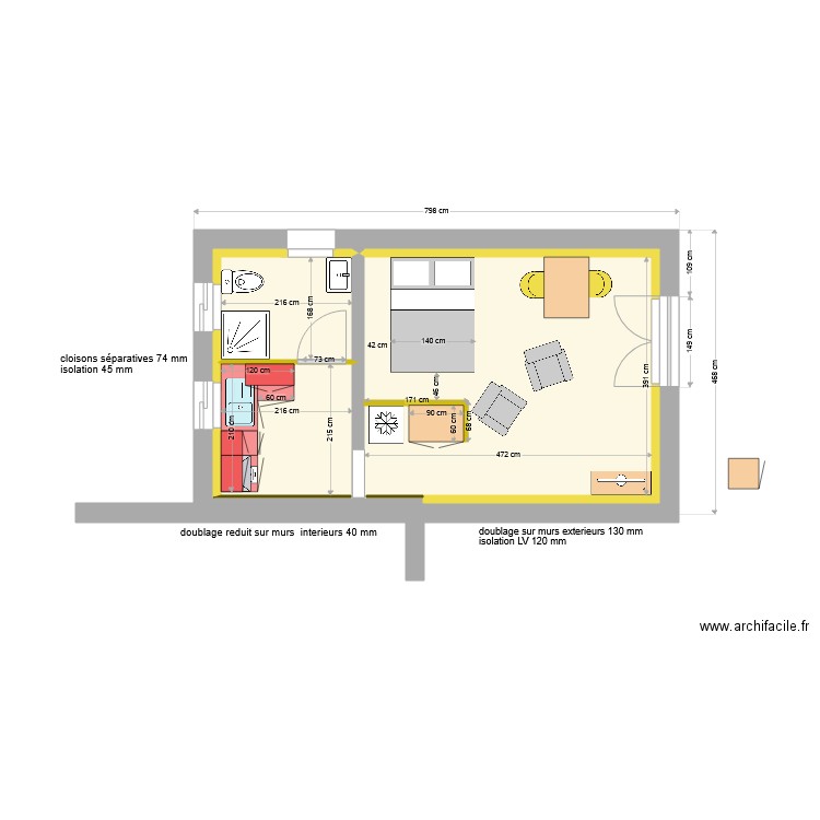 olivier studio. Plan de 3 pièces et 27 m2