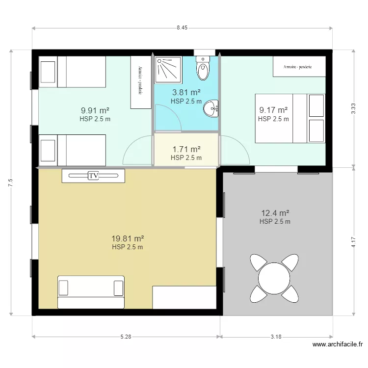 bungalow. Plan de 