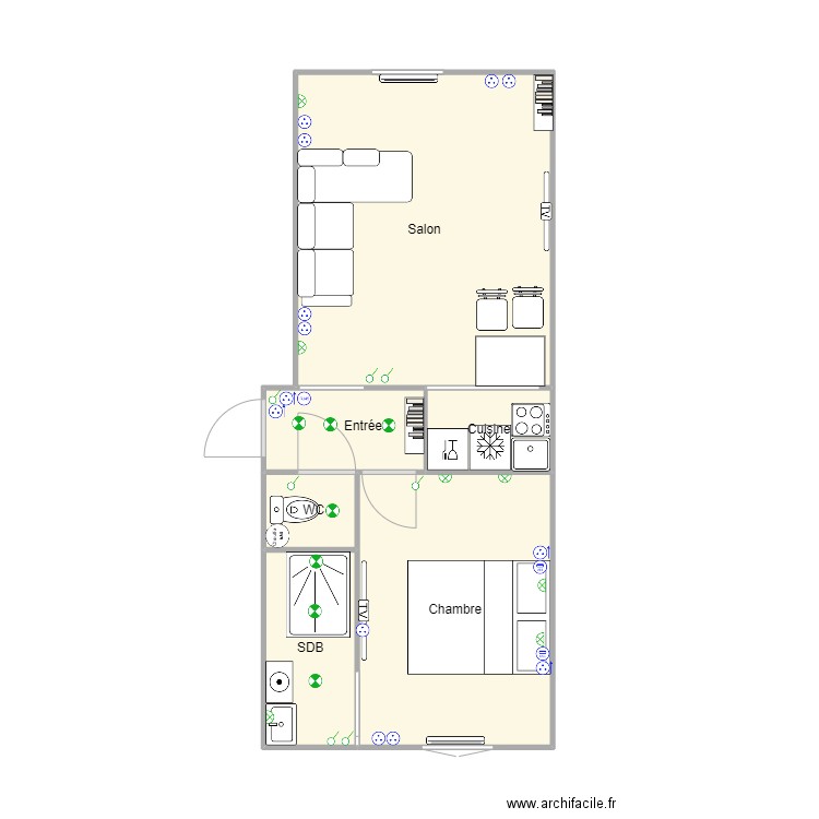 Appartement Dolet. Plan de 6 pièces et 35 m2