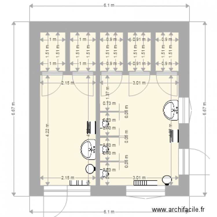 Projet toilette 1er degré. Plan de 0 pièce et 0 m2