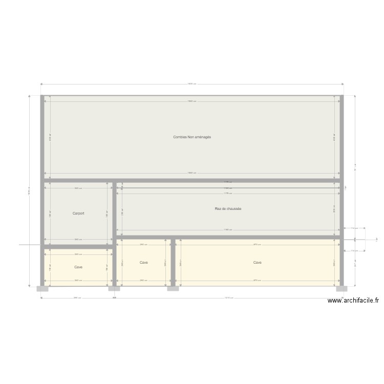 Coupe de face Avant cave complete. Plan de 0 pièce et 0 m2