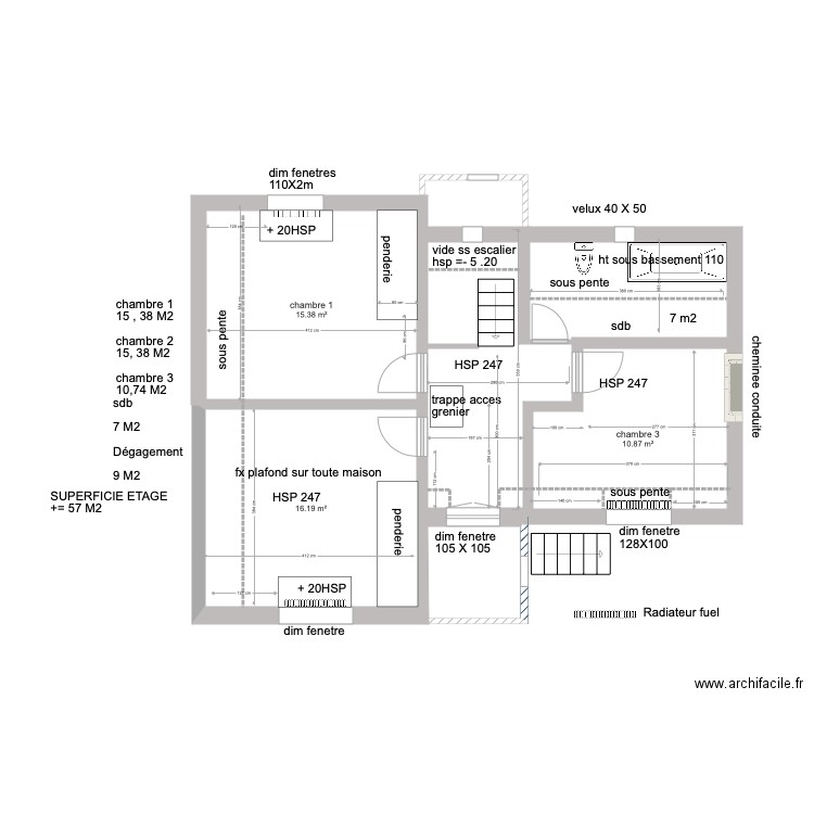 GUIMAEC ETAGE EXISTANT . Plan de 0 pièce et 0 m2