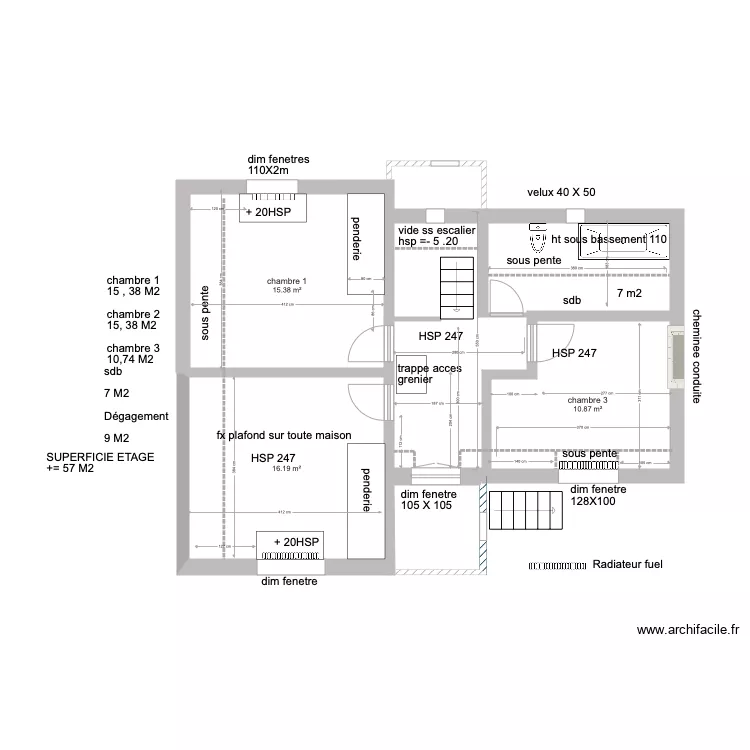 GUIMAEC ETAGE EXISTANT . Plan de 