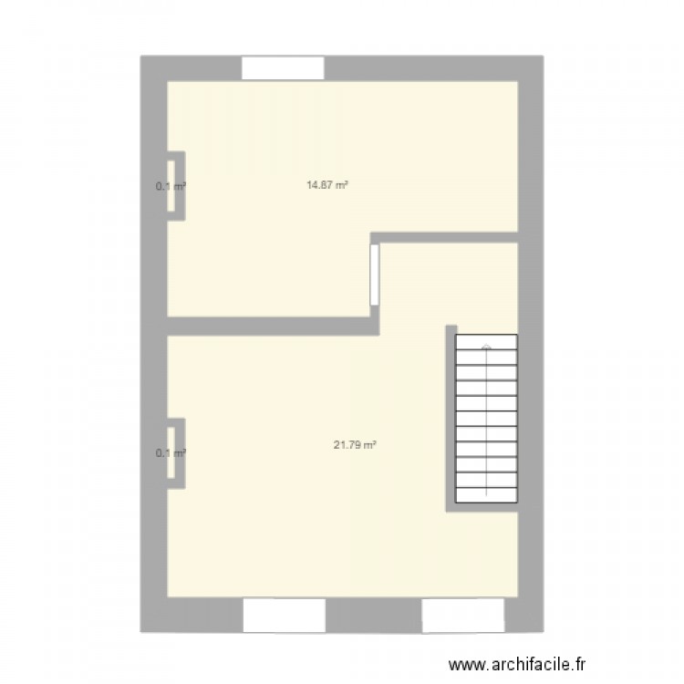 Maison ouvrière-etage. Plan de 4 pièces et 37 m2