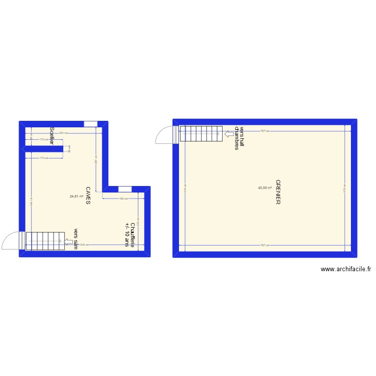 VILLERS LA VILLE  grenier + caves. Plan de 0 pièce et 0 m2