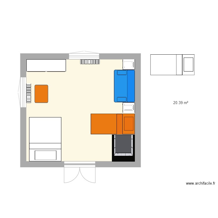 BOURISP Dortoir Garçons avec BZ et 140 Hugo. Plan de 1 pièce et 20 m2