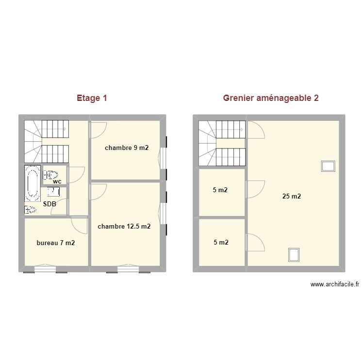 Tomlison 1 et 2. Plan de 10 pièces et 82 m2