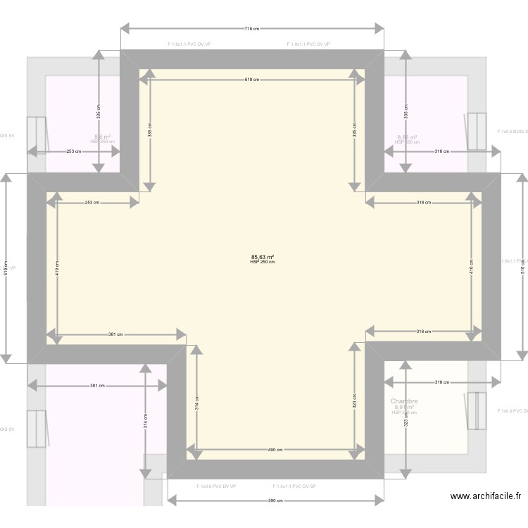 Colombier. Plan de 26 pièces et 473 m2