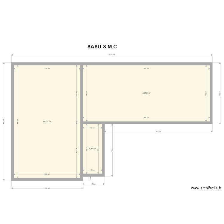 SASU SMC. Plan de 3 pièces et 96 m2