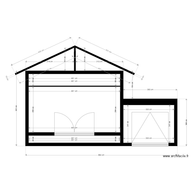 VUE DE FACE. Plan de 0 pièce et 0 m2