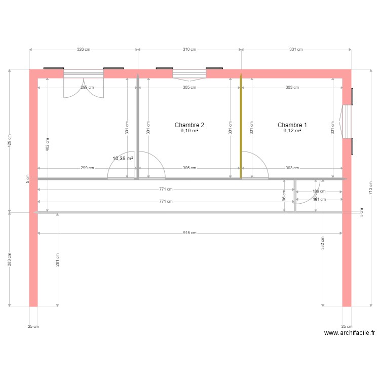 argeles3. Plan de 3 pièces et 35 m2