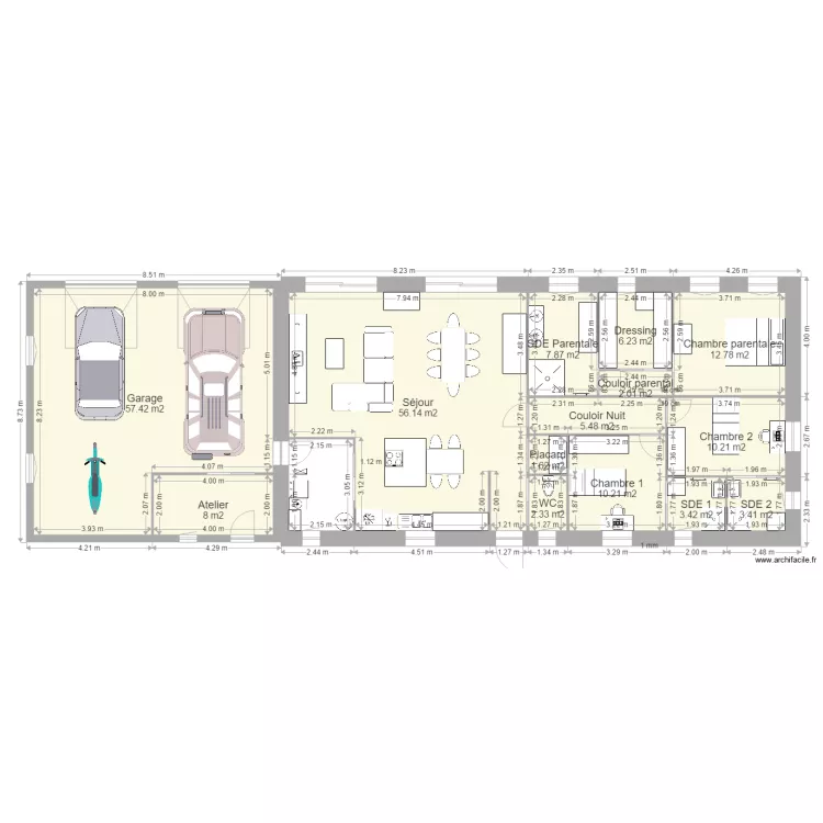 Maison Hobre Garage Sud Double. Plan de 