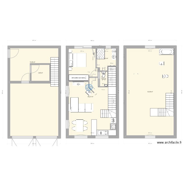 Maison saucisse. Plan de 7 pièces et 158 m2