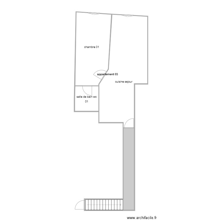 bogaert etage. Plan de 4 pièces et 59 m2