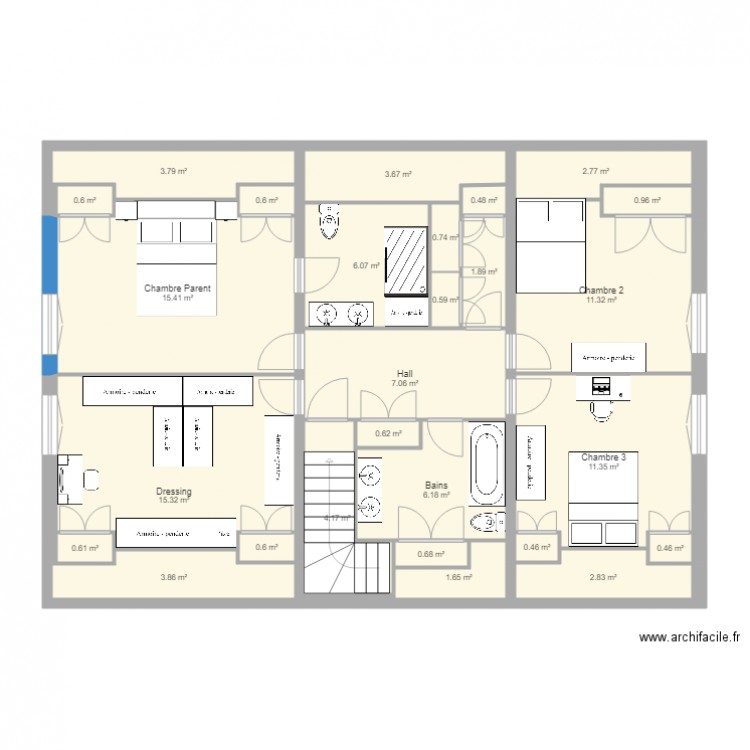 levant etage 2 jan 18 dressing. Plan de 0 pièce et 0 m2