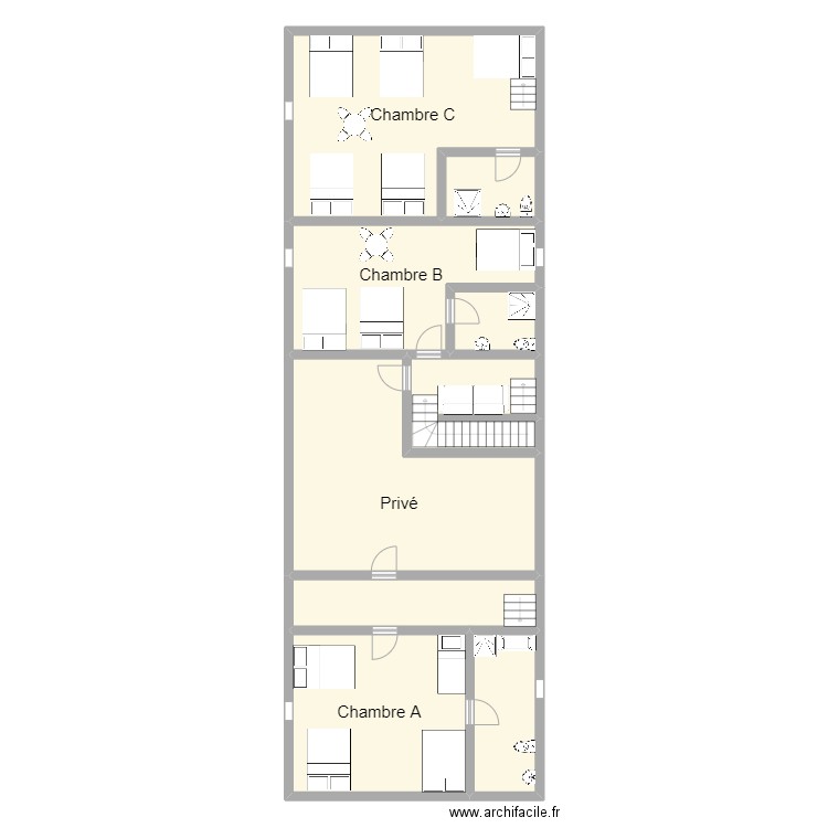 Etage 1. Plan de 9 pièces et 173 m2