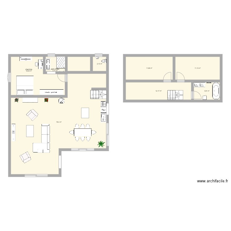 plan maison 1. Plan de 8 pièces et 142 m2