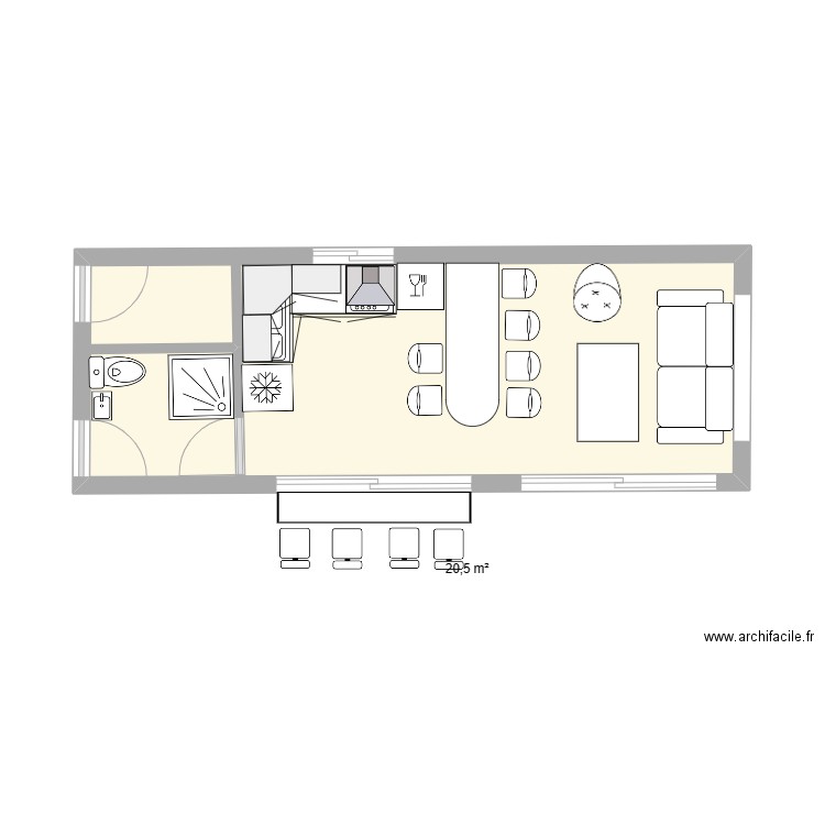  POOL HOUSE PIERRE 8,30 X 3 = 24,90 M2 (25)..... Plan de 1 pièce et 21 m2