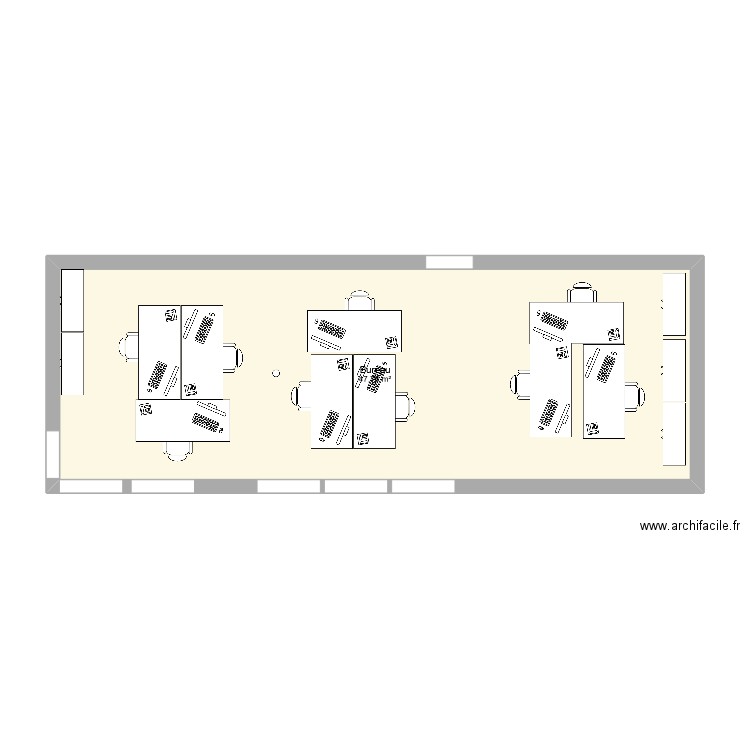 Bureau 3 : 2 Ilots de 4, 1 ilot de 3. Plan de 0 pièce et 0 m2