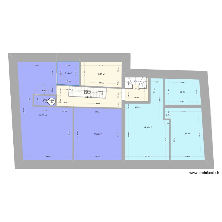 Vendel - Projet. Plan de 23 pièces et 305 m2