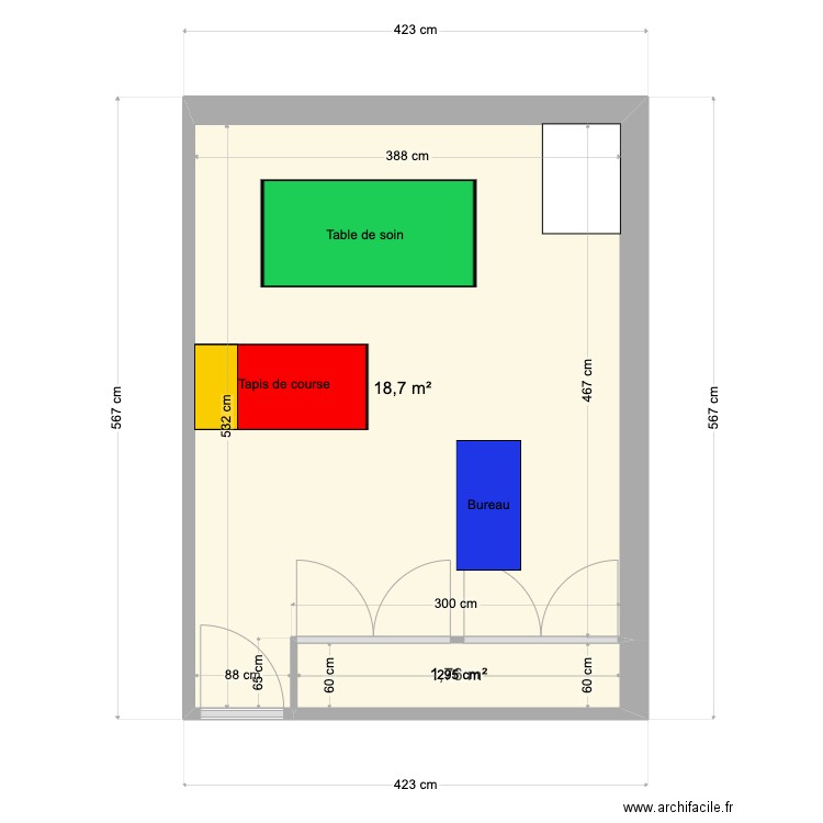 Cabinet BJ. Plan de 2 pièces et 20 m2