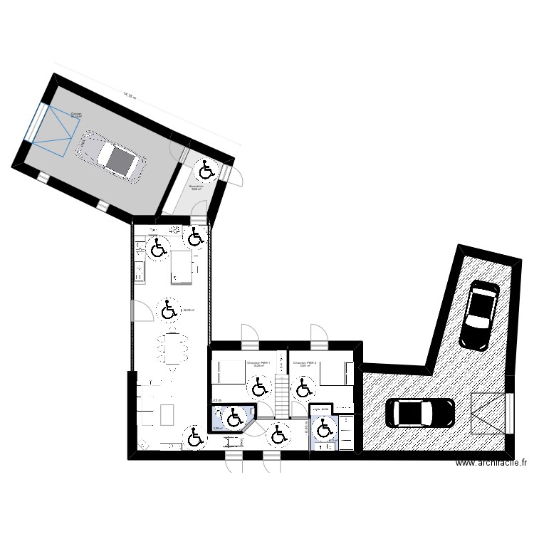 amenagement PMR. Plan de 97 pièces et 1786 m2