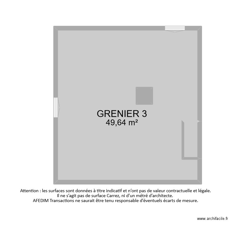 BI9101 GRENIER . Plan de 3 pièces et 52 m2