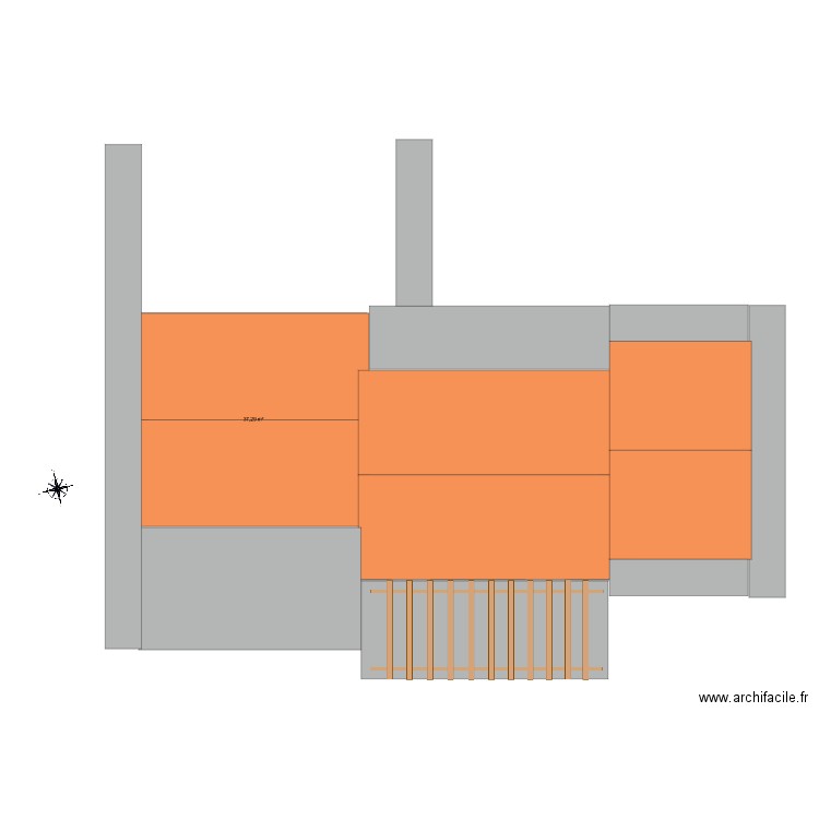 pergola. Plan de 1 pièce et 37 m2