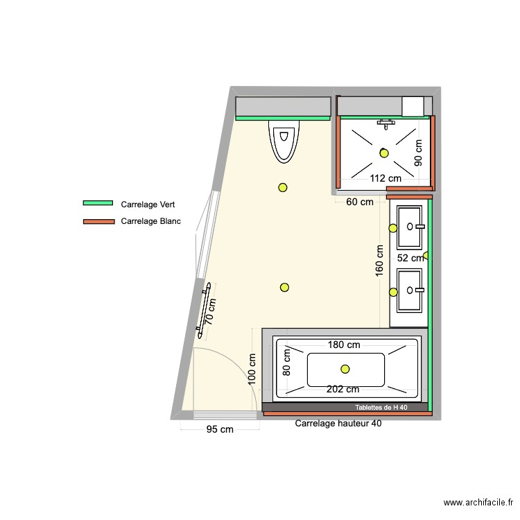 Our bathroom final 1. Plan de 2 pièces et 10 m2