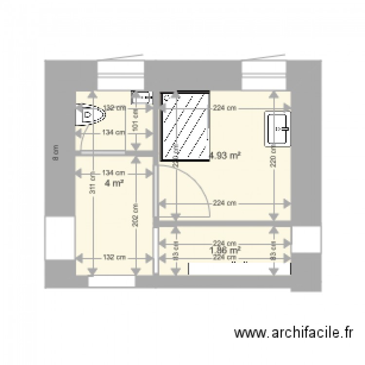 salle de bains rdc 2. Plan de 0 pièce et 0 m2