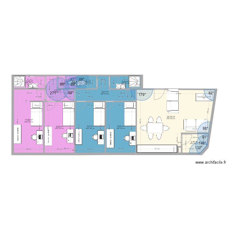 appartement claude v1. Plan de 13 pièces et 84 m2