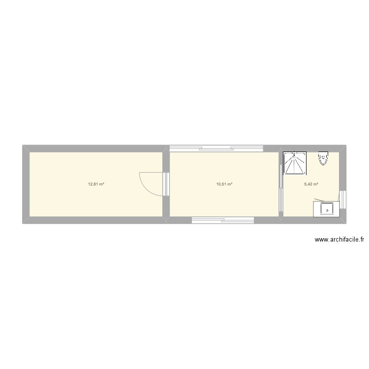 veranda 2023. Plan de 3 pièces et 29 m2