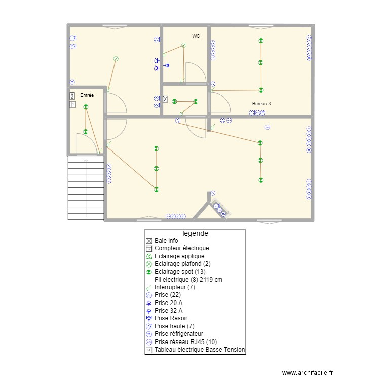 Clamart. Plan de 6 pièces et 67 m2